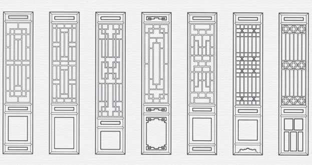 炉霍常用中式仿古花窗图案隔断设计图