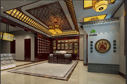 炉霍古朴典雅的中式茶叶店大堂设计效果图